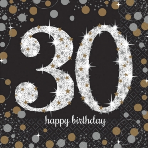 .Pack 16 Unds. Servilletas papel 33cm Gold Sparkling Celebration 30th /Ref: 511544