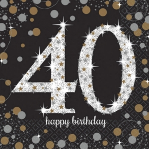 .Pack 16 Unds. Servilletas papel 33cm Gold Sparkling Celebration 40th /Ref: 511545