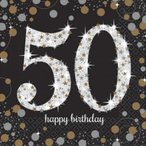 .Pack 16 Unds. Servilletas papel 33cm Gold Sparkling Celebration 50th /Ref: 511546