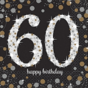 .Pack 16 Unds. Servilletas papel 33cm Gold Sparkling Celebration 60th /Ref: 511547