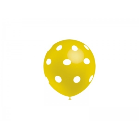 ,B/8 Globos 30CM Ø Blanco: Lunares Amarillo /Ref: 112P2340*8