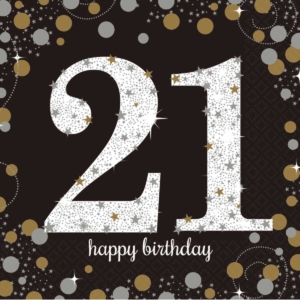 .Pack 16 Unds. Servilletas papel 33cm Gold Sparkling Celebration 21st /Ref: 9900564