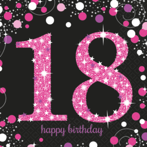 .Pack 16 Unds. Servilletas papel 33cm Pink Sparkling Celebration 18th Birthday /Ref: 9900579