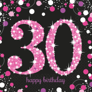 .Pack 16 Unds. Servilletas papel 33cmPink Sparkling Celebration 30th Birthday /Ref: 9900595