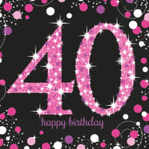 .Pack 16 Unds. Servilletas papel 33cm Pink Sparkling Celebration 40th Birthday /Ref: 9900603
