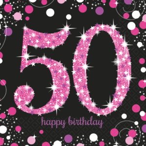 .Pack 16 Unds. Servilletas papel 33cm Pink Sparkling Celebration 50th /Ref: 9900611
