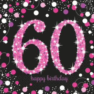 .Pack 16 Unds. Servilletas papel 33cm Pink Sparkling Celebration 60th /Ref: 9900619