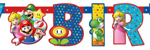 Banderin Super Mario Happy Birthday Letter Banner 1.6m x 11cm /Ref: 9901542