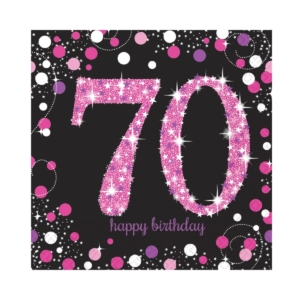 .Pack 16 Unds. Servilletas papel 33cm Pink Sparkling Celebration 70th /Ref: 9901745