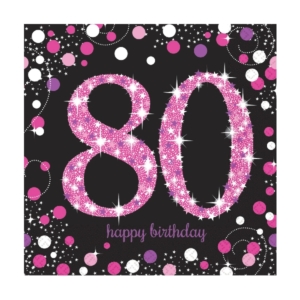 .Pack 16 Unds. Servilletas papel 33cm Pink Sparkling Celebration 80th /Ref: 9901753