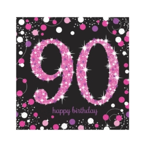 .Pack 16 Unds. Servilletas papel 33cm Pink Sparkling Celebration 90th /Ref: 9901761