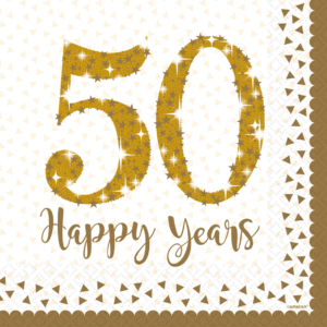 .Pack 16 Unds. Servilletas papel 33cm Sparkling Golden Anniversary /Ref: 9902212