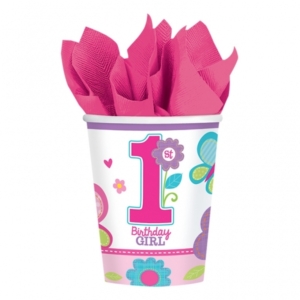 .8 Vasos Sweet Birthday Girl Vasos de Papel 266ml /Ref: 998109