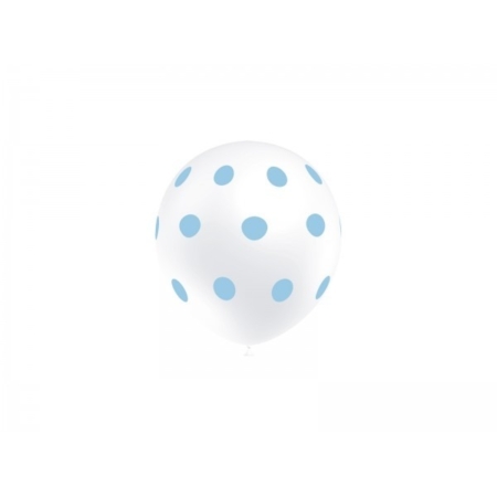 ,B/8 Globos 30CM Ø. Blanco: Lunares Azul /Ref: 112P2040B*8