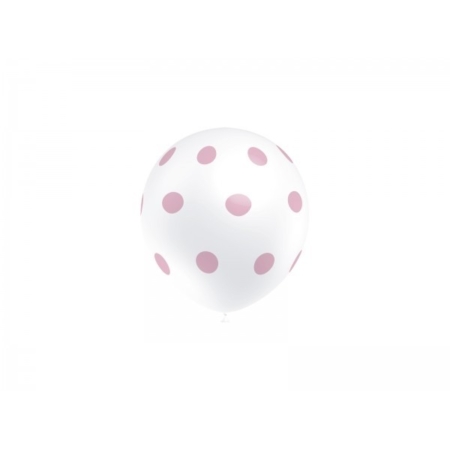 ,B/8 Globos 30CM Ø Blanco: Lunares Rosa /Ref: 112P2040*8