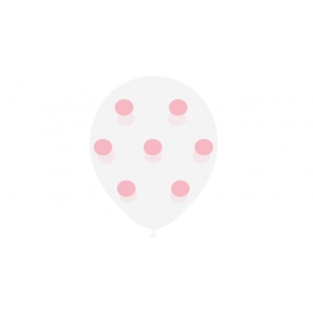 ,B/8 Globos 30CM Ø Transparente: Lunares Rosas /Ref: 112C0040C*8