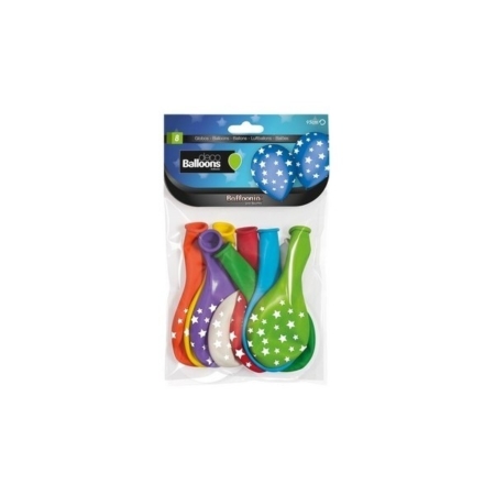 B/S 8 Globos 28cm Ø. imp. global: Estrellas /Ref: HG2043