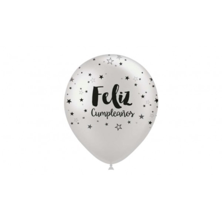 B/50 Globos Metal. 28cm Ø.: Cumple Plata /Ref: 112M93109*50