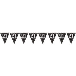 Banderin Gold Sparkling Celebration 21st Prismatic Happy Birthday Pennant Banners 1.8m /Ref: 9900559