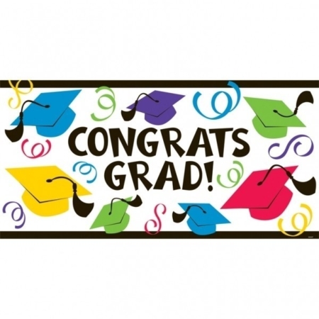 Banderin Graduation Large Multi-Colours Hats Banners 1.65m x 85cm /Ref: 120053