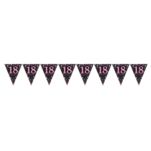 Banderin Pink Sparkling Celebration 18th Prismatic Pennant Banners 4m /Ref: 9900574