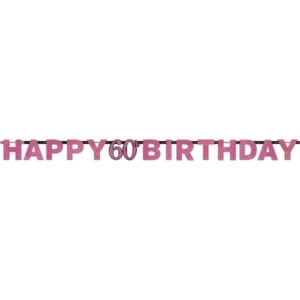 Banderin Pink Sparkling Celebration 60th Prismatic Letter Banners 1.8m /Ref: 9900616