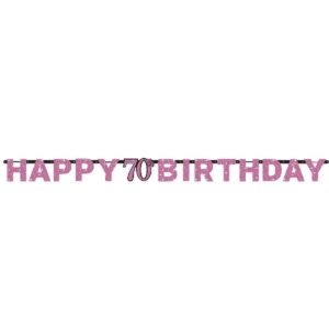 Banderin Pink Sparkling Celebration 70th Plastic Pennant Bunting 4m x 20cm /Ref: 9901740