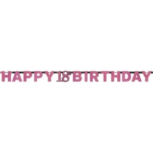 Banderin Pink Sparkling Celebration Happy 18th Birthday Prismatic Letter Banners 2.13m /Ref: 9900576
