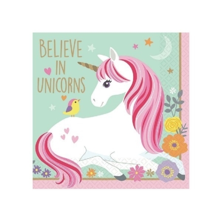.Pack 16 Unds. Servilletas papel 25cm Magical Unicornio /Ref: 501929