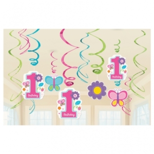 Sweet Birthday Girl Hanging Swirls Decorations /Ref: 670367