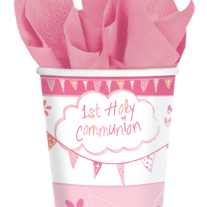 .Pack 8 Unds. Vasos de Papel 266ml Comunión Rosa /Ref: 9901873