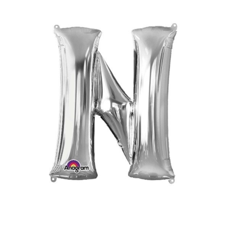Letra N Foil Balloons Plata 16″/40cm