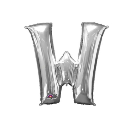 *Letra W Foil Balloons Plata 16″/40cm /Ref: 3305611