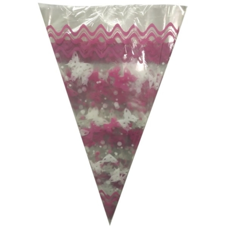 BOLSA CONO CHUCHES 30X55 MARIPOSAS ROSA, 100 UDS  /Ref: TF4000