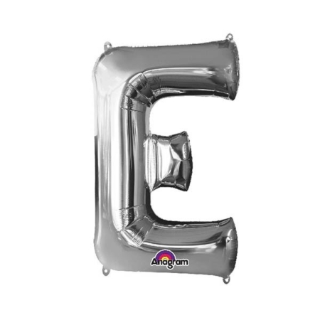 *Letra E Foil Balloons Plata 16″/40cm /Ref: 330161
