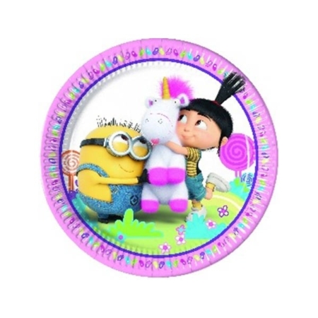 .Pack 8 Unds. Platos Cartón 23cm Minions Fluffy /Ref: 89907