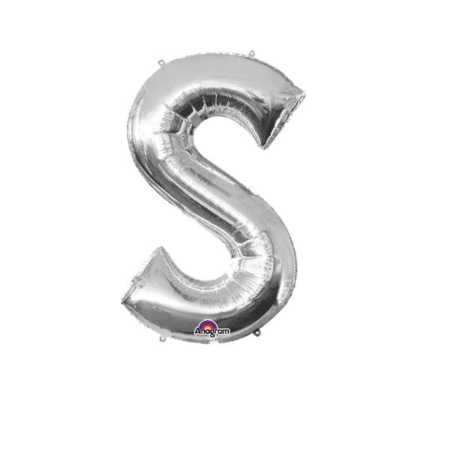 Letra S Foil Balloons Plata 16″/40cm