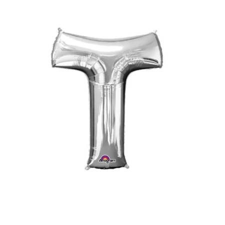 Letter T Silver Minishape Foil Balloons 16″/”40cm A04