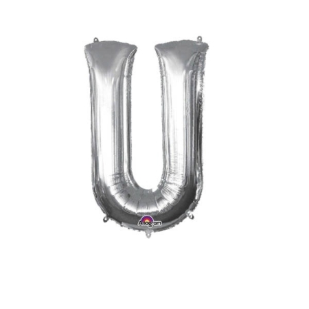 Letra U Foil Balloons Plata 16″/40cm