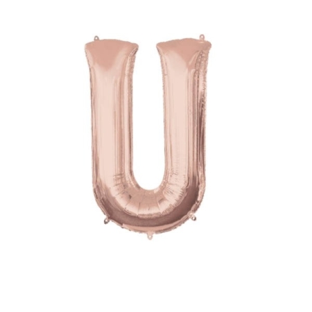 ;Letra U Foil Balloons Oro Rosado 16″/40cm /Ref: 374721