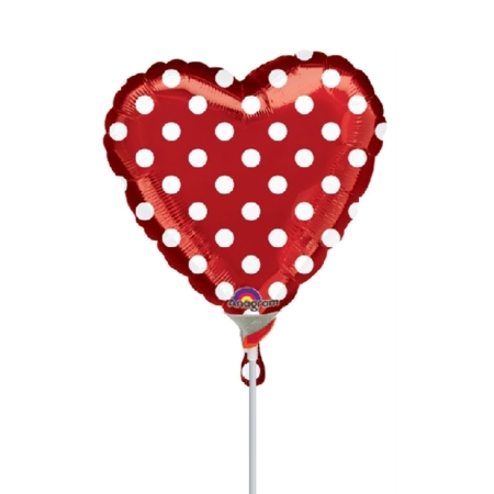 9″/23cm MINI CORAZON ROJO PUNTOS BLANCOS / Ref: 2728509