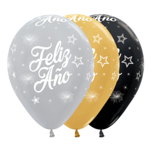 B/12 METAL DORADO/PLATA FELIZ AÑO R12/30cm /Ref: R12-FAÑO