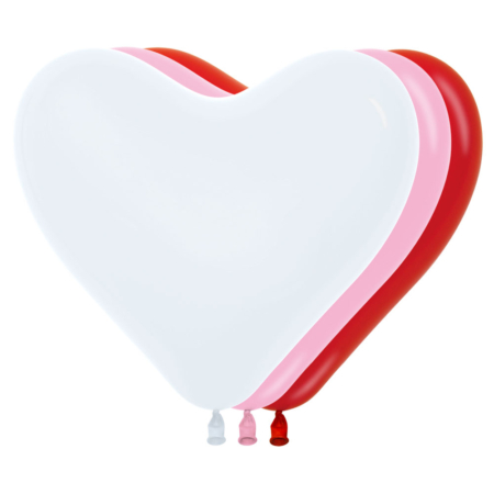 B/12 Globos Latex Forma Corazon Surtido R12″/30cm /Ref: R12-FCORSUR
