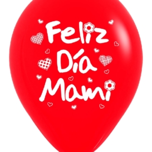 B/10 Fashion Solido Surtido Blanco Y Rojo Feliz Dia Mami R12/30cm /Ref: R12-MAMI
