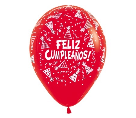 B/10 Fashion Solido Surtido Colores Feliz Cumpleaños 36/90cm /Ref: R36-CUMPL