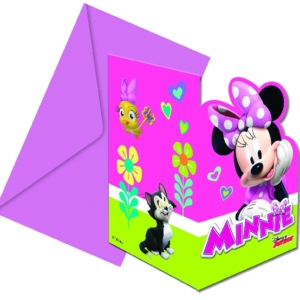 1 Pack de 6 Invitaciones Forma y sobres Minnie Rosa /Ref: 87867