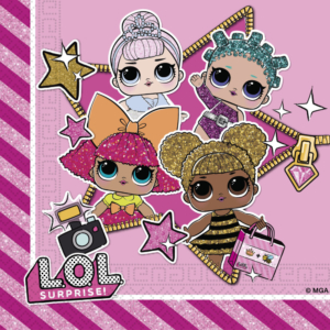 .Pack 20 Unds. Servilletas papel 33x33cm L.O.L SURPRISE! GLITTERATI /Ref: 90859