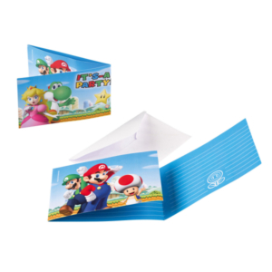 1 Pack de 8 Invitaciones y Sobres de Super Mario /Ref: 9901543
