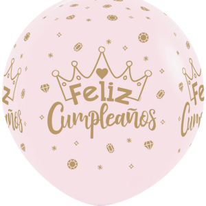 * B/10 Globos Latex R24 Sempertex Rosado Feliz Cumpleaños Coronas – 60cm /Ref: CUMCR