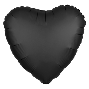 18″/45cm Globo Corazón Satinado Metalizado Negro / Ref: 3803501